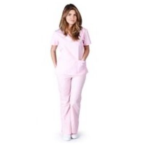 Soft Pink Mock Wrap 2pc Scrub Set